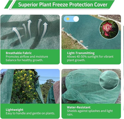 Plant Covers Freeze Protection, 10x50ft Green Frost Blanket for Winter, 1.23 oz/yd² Fabric, Premium Frost Protection Cover, Breathable Garden Row Covers for Outdoor Plants