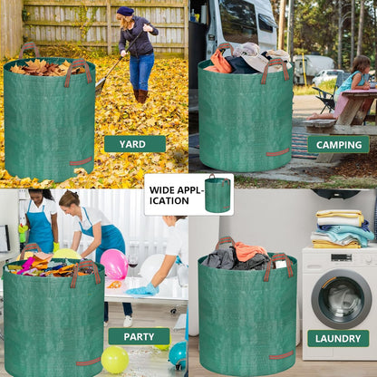Reusable Yard Waste Bags, 72 Gallon Lawn and Leaf Bags 4 Pack with Reinforced Handles and Gardening Gloves, Heavy Duty Standable Garden Waste Bags for Leaves, Grass, Camping, Recycling