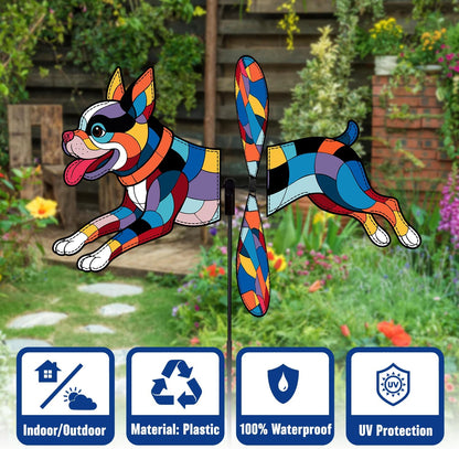 Boston Terrier Petite Spinner Outdoor, Boston Terrier Dog Wind Spinner for Yard and Garden