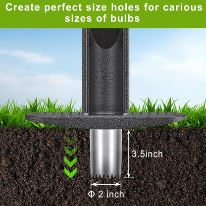 Bulb Planter Tool Long Handle with Stainless Steel Sharp Serrations, Sod Plugger for Lawn & Garden, Grass Plugger Tool with Soft Rubber Grip for Digging Holes Plant Bulb