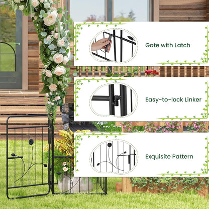 Happygrill Garden Arbor, 87" Metal Archway Pergola with Lockable Gate & 2 Side Planters for Climbing Plants, Roses, Vines, Heavy-Duty Outdoor Garden Arch Trellis for Wedding Party Ceremony Decoration