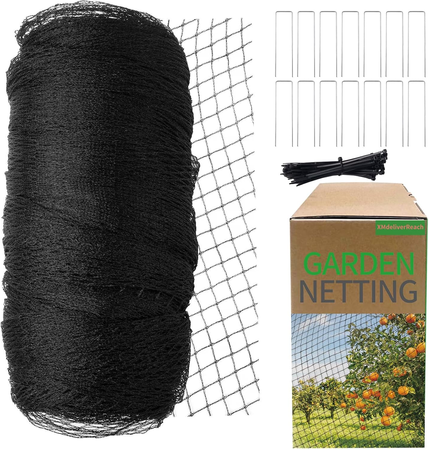 Garden Netting, 15ft x 30ft Black Bird Netting Heavy Duty,Rabbit,Large Bees,Squirrels, Deer,Chicken, Anti Birds, Cardinals，Animal Fencing for Fruit Tree & Vegetable Garden