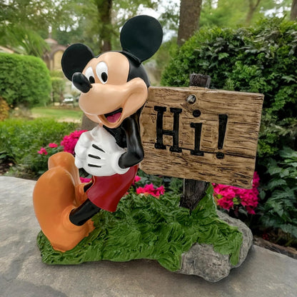 Disney Mickey Mouse Hi Sign Everyday Outdoor Garden Statue, 8 inches Tall, Officially Licensed Disney Product