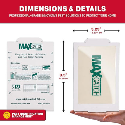 Catchmaster Max-Catch Mouse & Insect Glue Trap 36pk, Mouse Traps Indoor for Home, Sticky Pest Control Adhesive Tray for Catching Bugs, Rats & Rodents, Bulk Classic Glue Boards