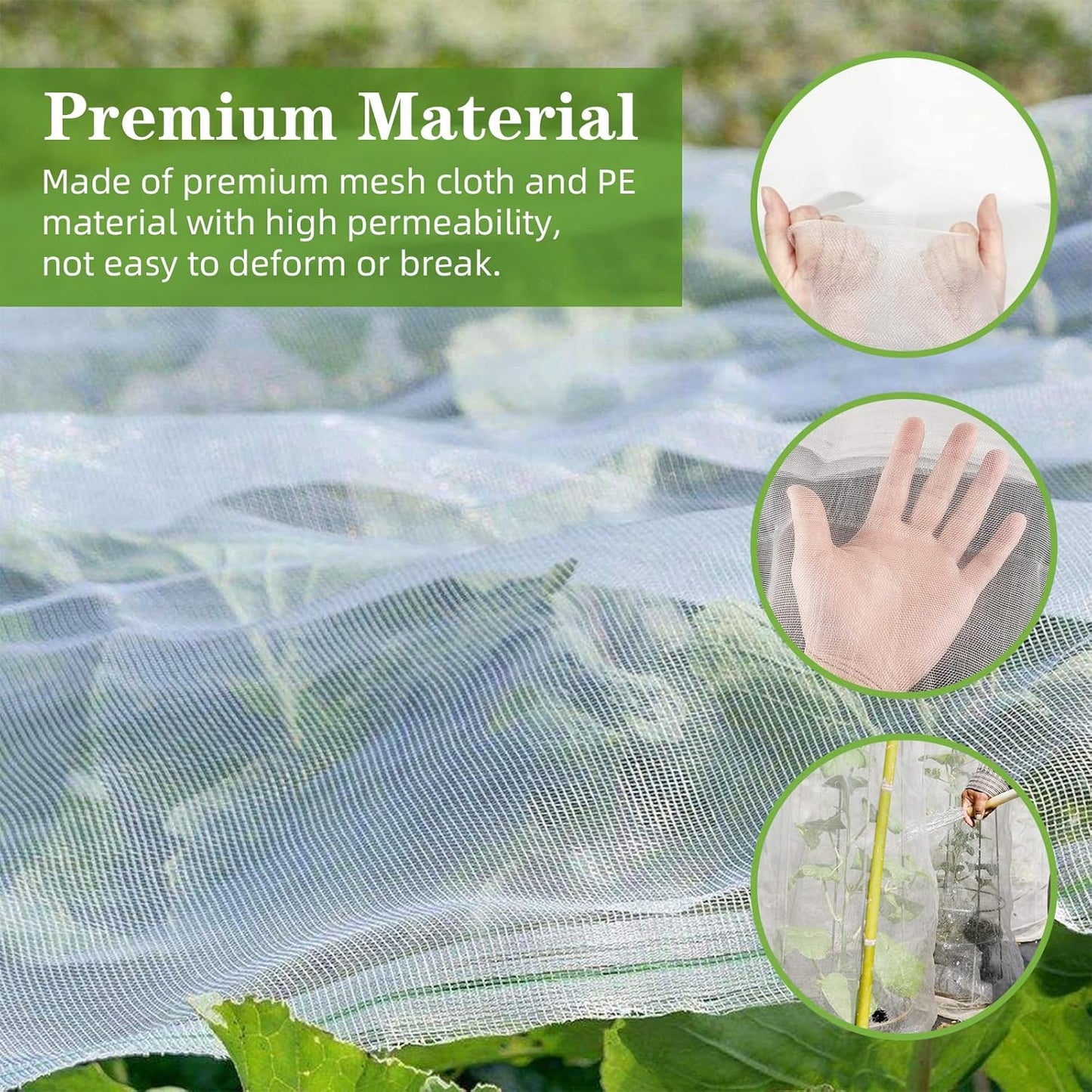 10 x 65FT Garden Mesh Netting, Ultra Fine Mesh Protection Netting Plant Covers Greenhouse Row Cover Raised Bed Screen Barrier Net for Vegetable Fruits Flowers Trees Crops, White