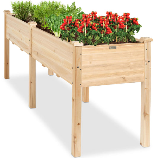 Best Choice Products 72x24x30in Raised Garden Bed, Elevated Wood Planter Box Stand for Backyard