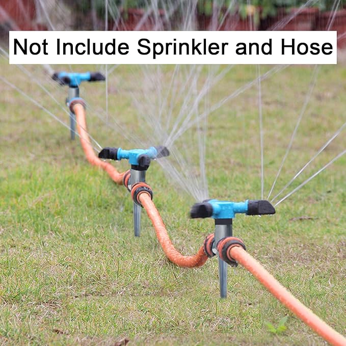 Twinkle Star 1/2 Inch Zinc Flow Thru Lawn Sprinkler Spike Base, Watering Sprinklers for Yard, Lawn and Grass Irrigation (3 Pack)