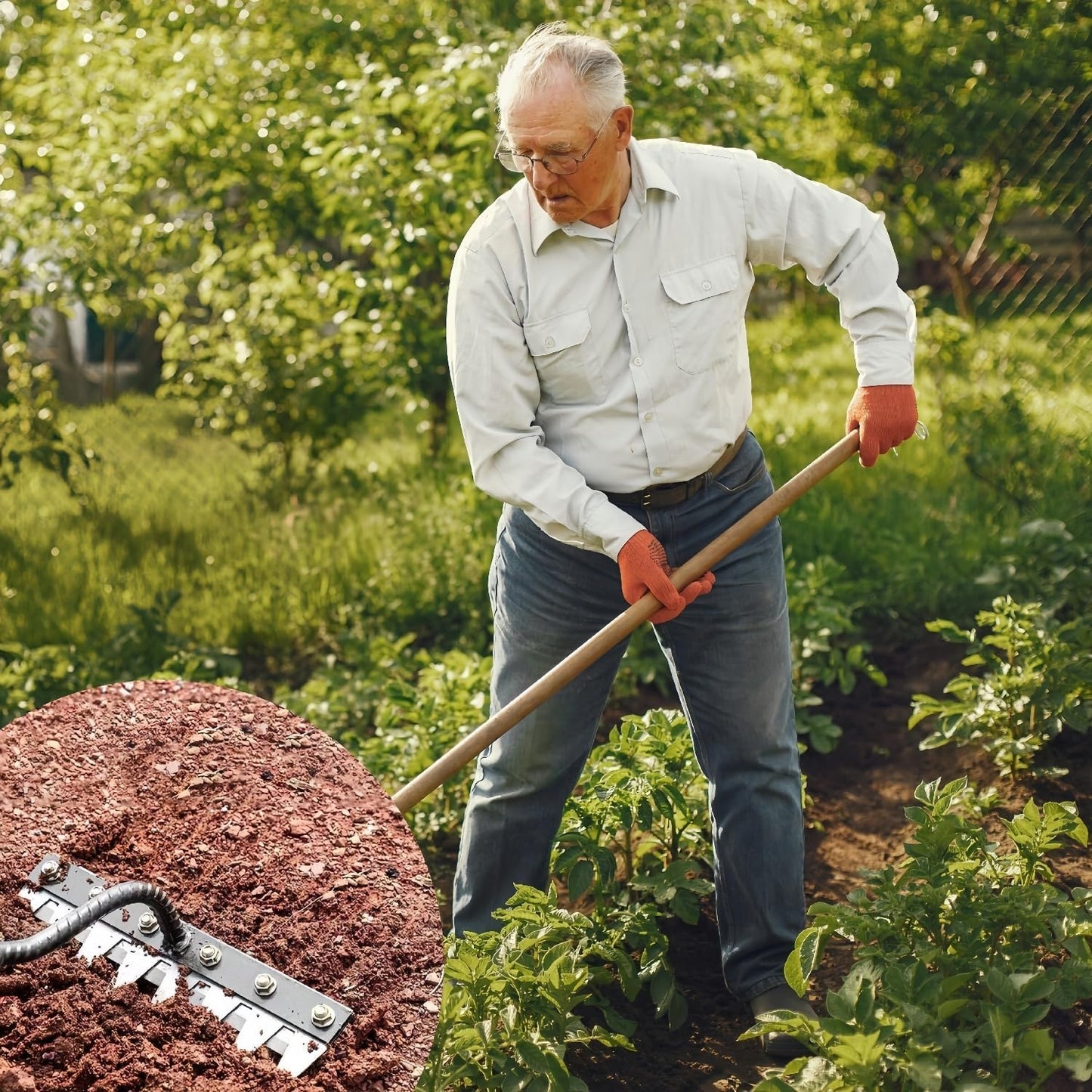 2025 New Gardening Hand Weeder Tool，Gardenia Iron Weeding Rake ，Manual Weeder Tool with Detachable Blades，Tool for Effortless Weed Removal， Flower Beds & Vegetable Patches (No Wooden Handle)