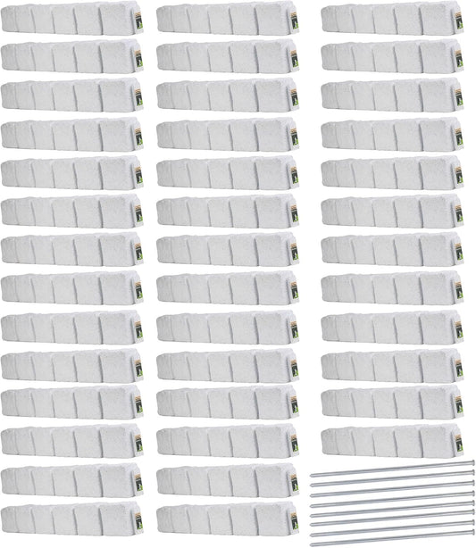 Beuta Landscape Edging | Garden Edging Border | Faux Stone Blocks for Lawn Edging, Flower Beds & Yard Edging – 40 Pack | Each Section Has 6 Blocks 48" L x 4" W x 6.5" H | 80 Spikes | Limewash