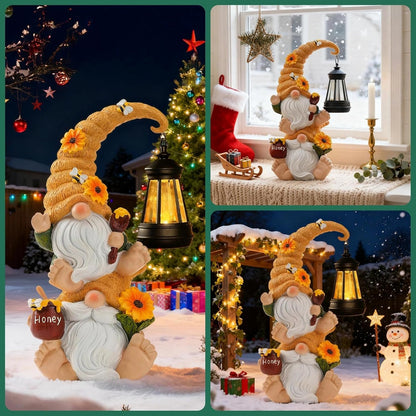 Christmas Garden Gnome Statue with Solar Lights – Large Outdoor Sculptures for Patio, Lawn, Yard – Ideal Gifts for Moms, Women, Grandma, Birthdays, – Funny Double Gnomes Decoration for Christmas