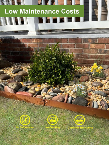 Landscape Edging Border, 40" L x 8" H 3Pack 10FT Total Rusted Corten Steel Garden Edging,Easy Installation,Sturdy Elegant Metal Lawn Broder for Flower Beds, Pathways, Paver Edges and Yard