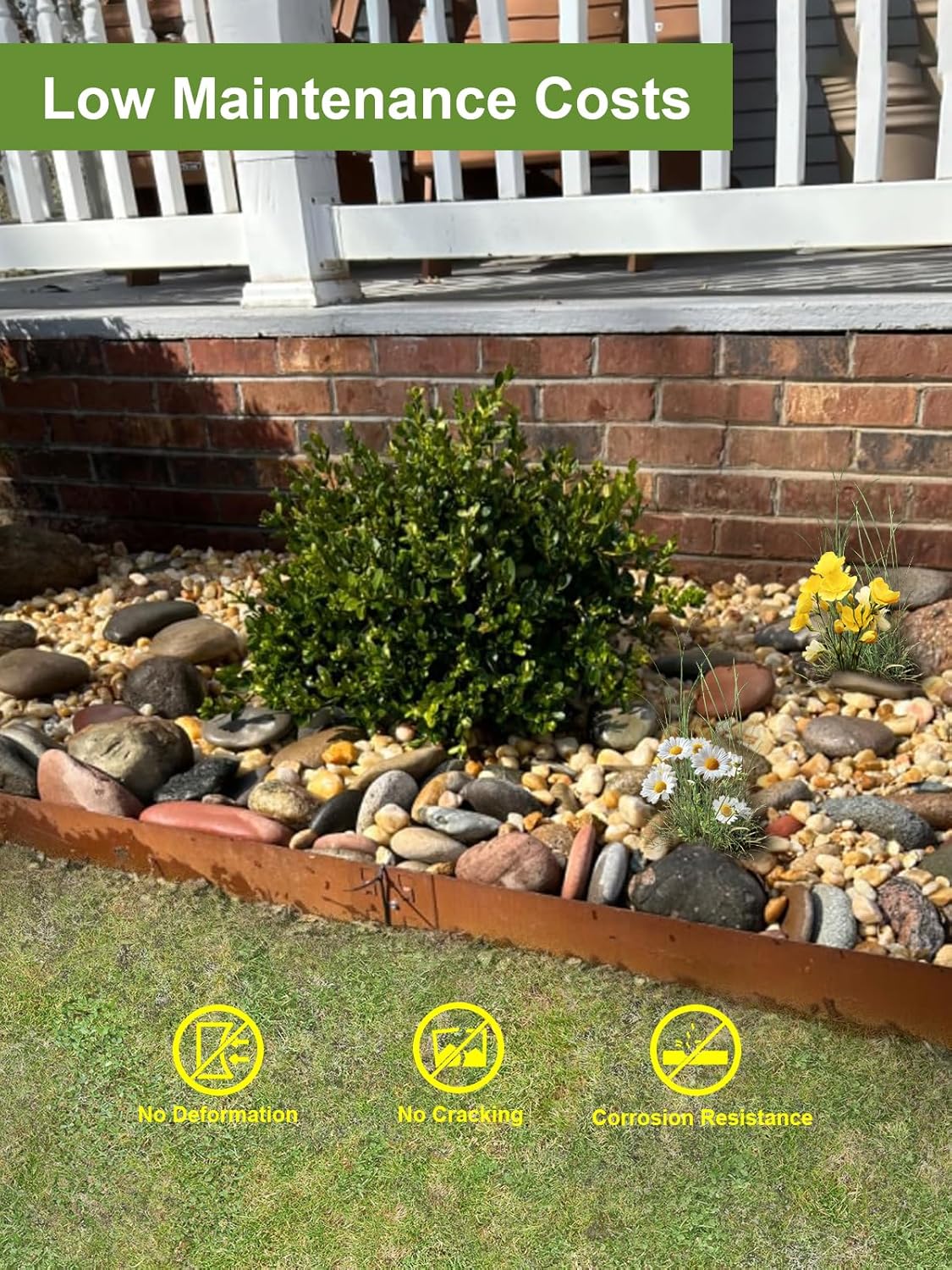 Landscape Edging Border, 40" L x 6" H 3Pack 10FT Total Rusted Corten Steel Garden Edging,Easy Installation,Sturdy Elegant Metal Lawn Broder for Flower Beds, Pathways, Paver Edges and Yard