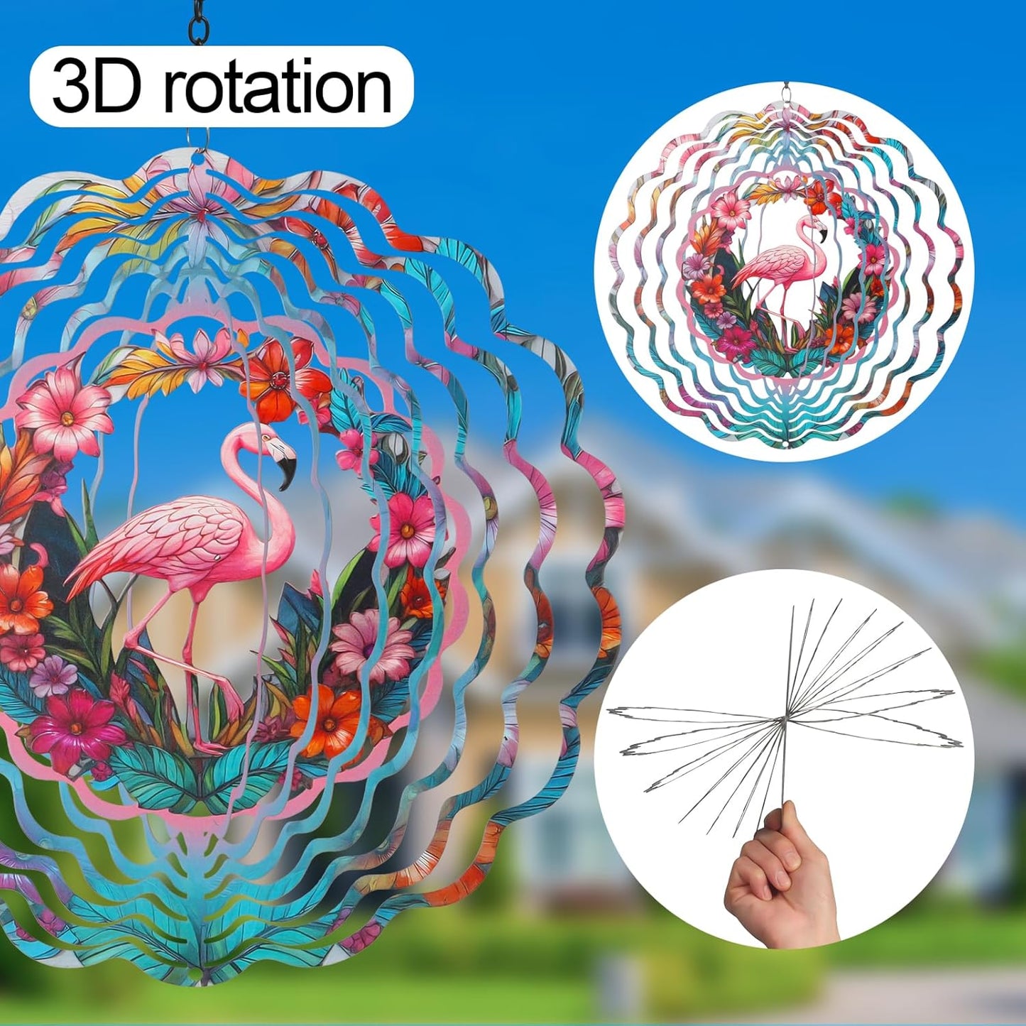 Metal Wind Spinners for Outdoor,Birthday Gifts for Women Mom Grandma, 12 Inch Flamingos Wind Spinner, Kinetic Sculpture Garden Decor for Ornament Gifts