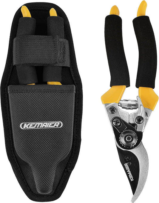 Pruning Shears for Gardening, Professional Garden Shears with Non-Slip Ergonomic Handles & Blade Cover, Sharp Garden Clippers for Trimming Branches, Shrubs, and Plants
