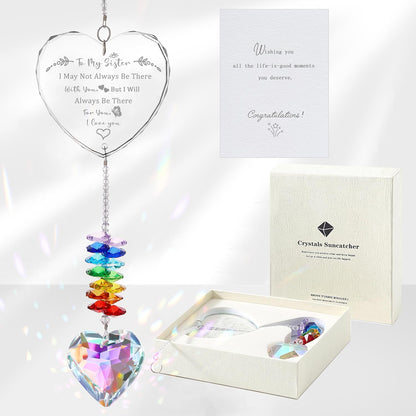 Sister Gifts, Crystal Suncatcher Gifts for Sister Birthday, Sisters Gifts from Sister, Unique Gifts for Sister, Window Hangings Home Decoration