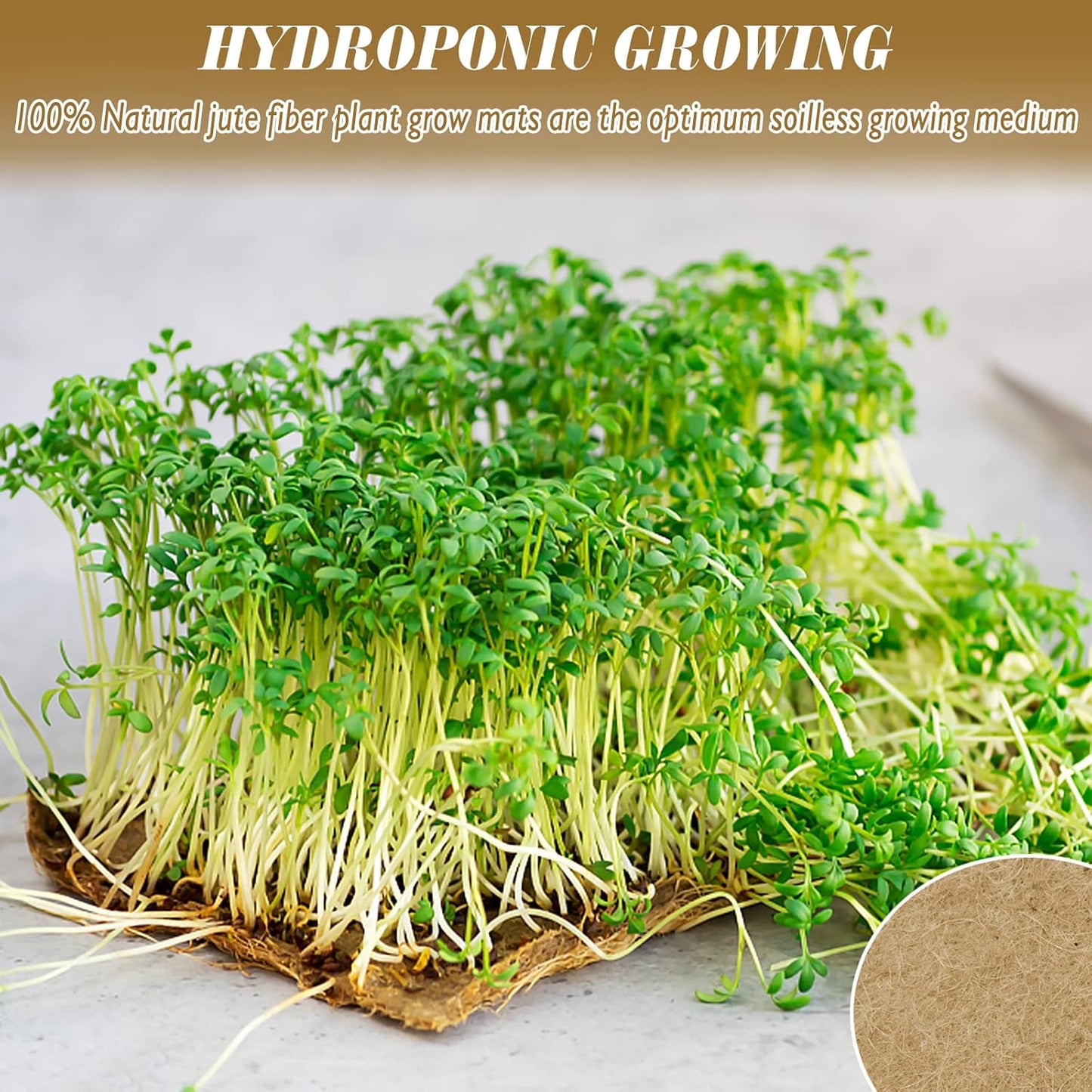 Halatool 20PCS Jute Grow Mat,Hemp Mats for Growing Microgreens 10" X 10" Hydroponic Grow Pads for Micro Greens Growing Trays,Indoor Sprouting kit for Wheatgrass Sprouts