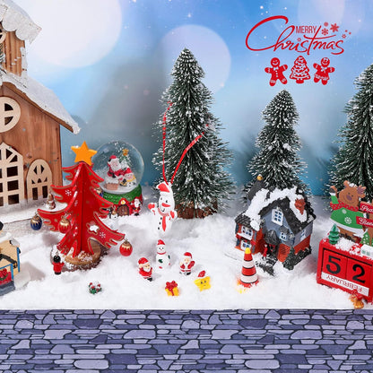 Marspark Christmas Village Accessories 5 x 50 Inch Christmas Miniature Road Village Street Mat Xmas Snow Street Decorations for Little Landscape(Gray Gravel Road Style)