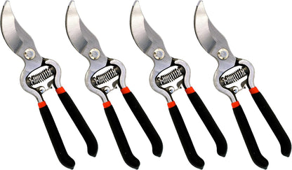 Garden Guru Classic Bypass Pruning Shears Clippers – Heavy Duty Forged Steel Garden Pruners – Safety Lock – Non Slip Comfort Grips – Cuts up to 1” – Professional Bypass Pruners for Gardening (4 Pack)