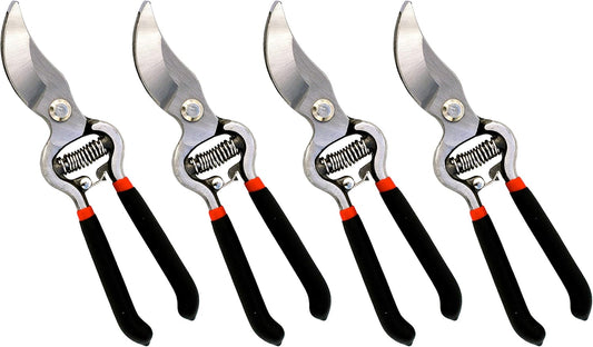 Garden Guru Classic Bypass Pruning Shears Clippers – Heavy Duty Forged Steel Garden Pruners – Safety Lock – Non Slip Comfort Grips – Cuts up to 1” – Professional Bypass Pruners for Gardening (4 Pack)