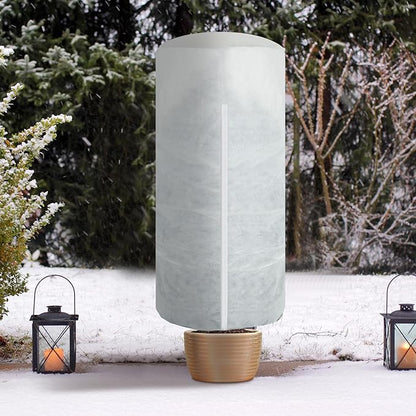 WILLBOND 2 Pcs 47 x 71 Inches Rounded Top Plant Covers Freeze Protection for Winter Cylindrical Frost Cloths Shrub Frost Covers with Zipper Drawstring for Shrub Bush Fruit Tree Potted