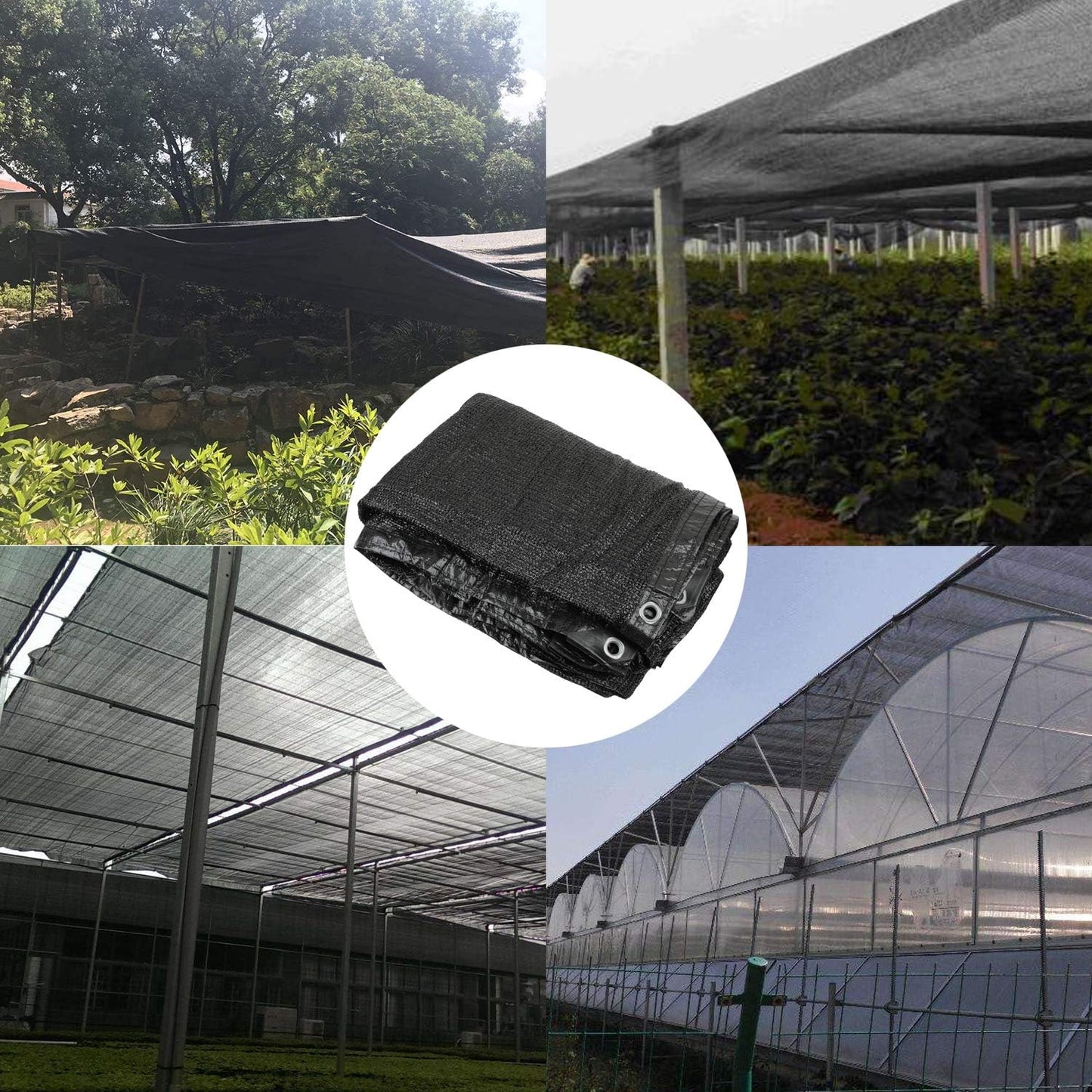 Greenhouse Covers Sunblock Shade Cloth Net Mesh Tarp 90% UV-Resistant Protection Plants Flowers Pet Kennels Outdoor Shade Screen Taped Edge with Gromments Included 18pcs 6" Ball Bungee (10ft 20ft)