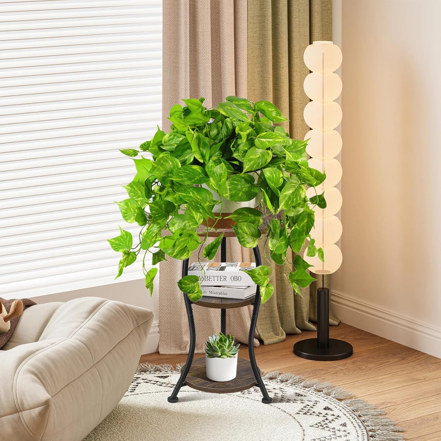 QIANYUN Fake Pothos Ivy Plant for Home Decor – 28" Fake Hanging Plants with Pot, Artificial Silk Greenery for Indoor Shelf, Bedroom, Living Room, Bathroom, or Office Decoration