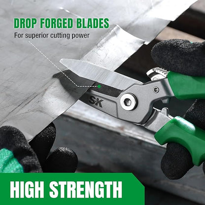 SK 8" Heavy Duty Scissors, All Purpose Shears, Drop Forged CR-V Blades with Safety Lock, Comfortable Grips