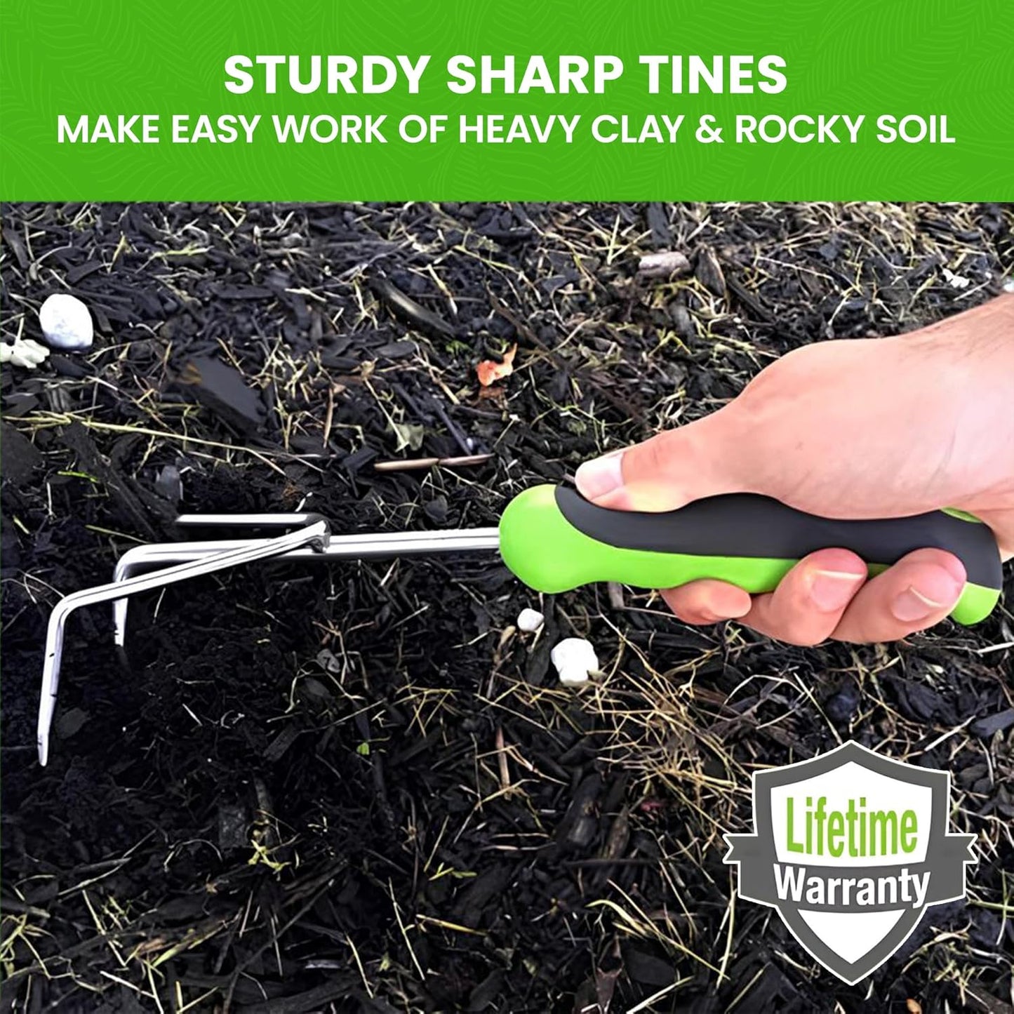 Garden GURU Hand Cultivator Rake Tiller Tool - Stainless Steel for Ultimate Strength - Rust Resistant - Ergonomic Handle - Great for Gardening Cultivating Loosening Weeding - 1 Case (50 Pcs)