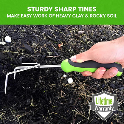 Garden GURU Hand Cultivator Rake Tiller Tool - Stainless Steel for Ultimate Strength - Rust Resistant - Ergonomic Handle - Great for Gardening Cultivating Loosening Weeding - 1 Case (50 Pcs)