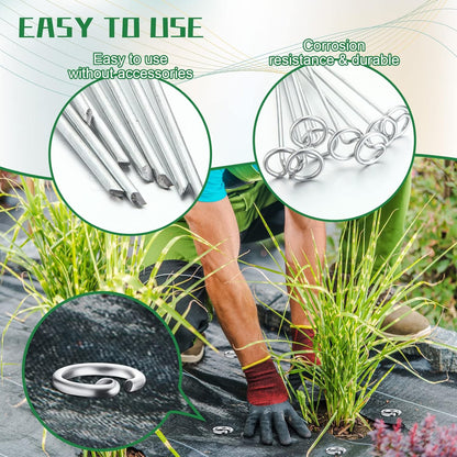 Therwen 100 Pcs Circle Top Landscape Pins Bulk Garden Landscape Staples Galvanized Heavy Duty Stakes Landscape Pins for Landscaping and Securing Lawn Fabric Weed Barrier(4 Inch)