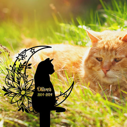 Custom Pet Grave Marker Cat – Personalized Outdoor Cat Headstone, Custom Name & Lifespan Dates Pet Grave Markers, Available in Multiple Styles and Colors