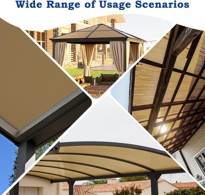 BPS 6Pcs 62'' (W) x 38'' (L) x 0.2'' Polycarbonate Panels, Waterproof UV Protected Reinforced Sheets, Outdoor Greenhouse and Gazebo Covering, Twin-Wall Bronze Sheets