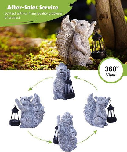 Nacome Solar Squirrel Statues for Garden Decor: Outdoor Sculptures for Clearance Outside Lawn Ornaments Porch Patio Balcony Yard – Gifts for Mom Grandma