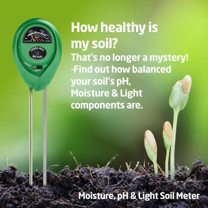 Soil Moisture Meter, Accurate No Battery Need Soil PH/Light Meter for Plant