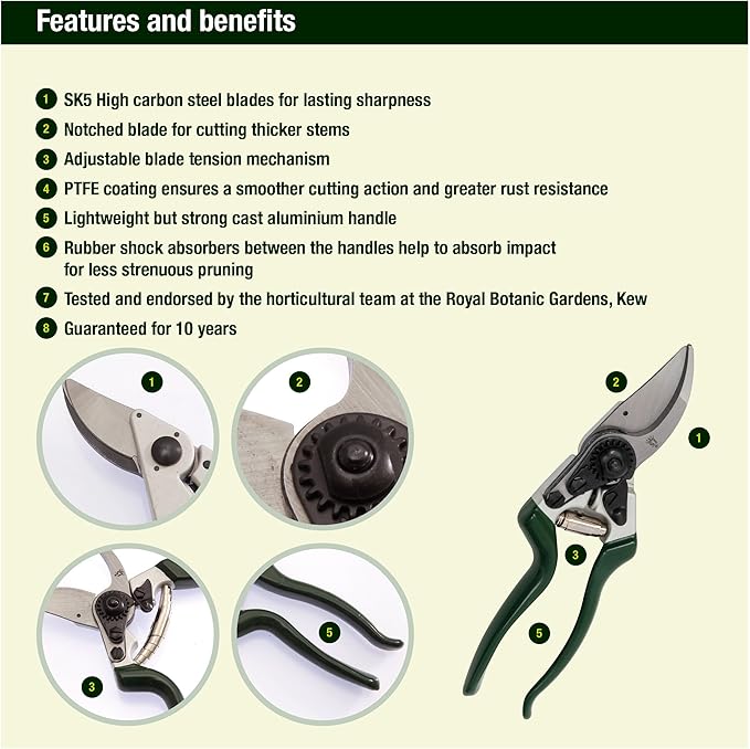Spear & Jackson 6459KEW Kew Gardens Collection Left-Handed Bypass Pruners