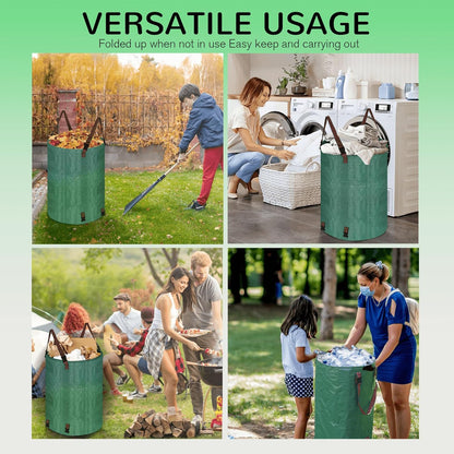 Leaf Collector Bag with Lid, Shoulder Strap, and Drawstring – Reusable Yard Garden Bag for Leaves and Lawn Trash, Perfect for Leaf Removal, Yard Clean-Up (With lid, 32 Gallon)