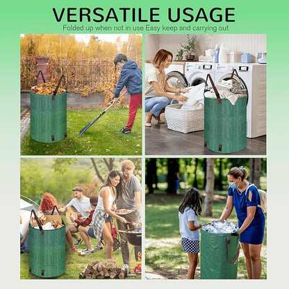 Leaf Collector Bag with Lid, Shoulder Strap, and Drawstring – Reusable Yard Garden Bag for Leaves and Lawn Trash, Perfect for Leaf Removal, Yard Clean-Up (Without lid, 48 Gallon)