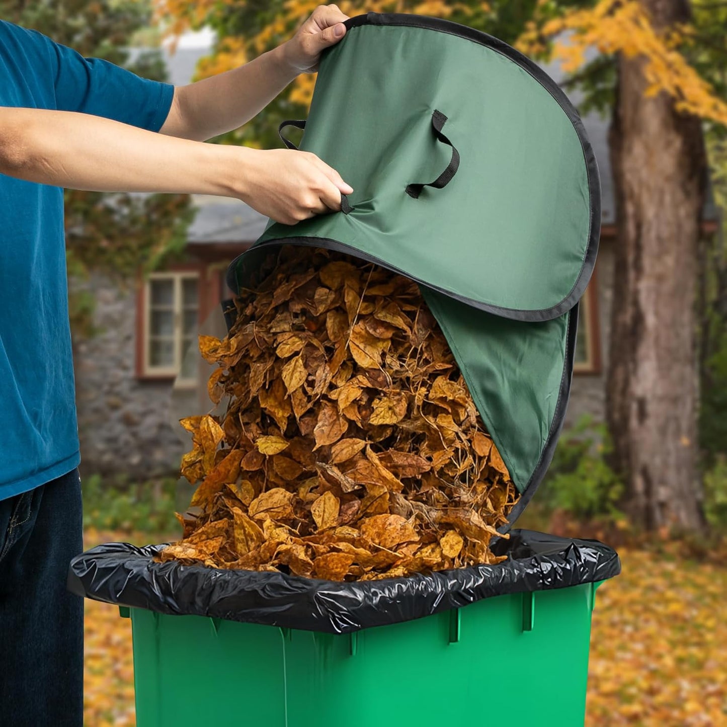 2 Pcs Foldable Pop Up Leaf Collector, Miniature Leaves Pickup and Loader Bag, Lawn Portable Leaf Bags for Cleaning Up Garden Weeds Branches Waste Trash