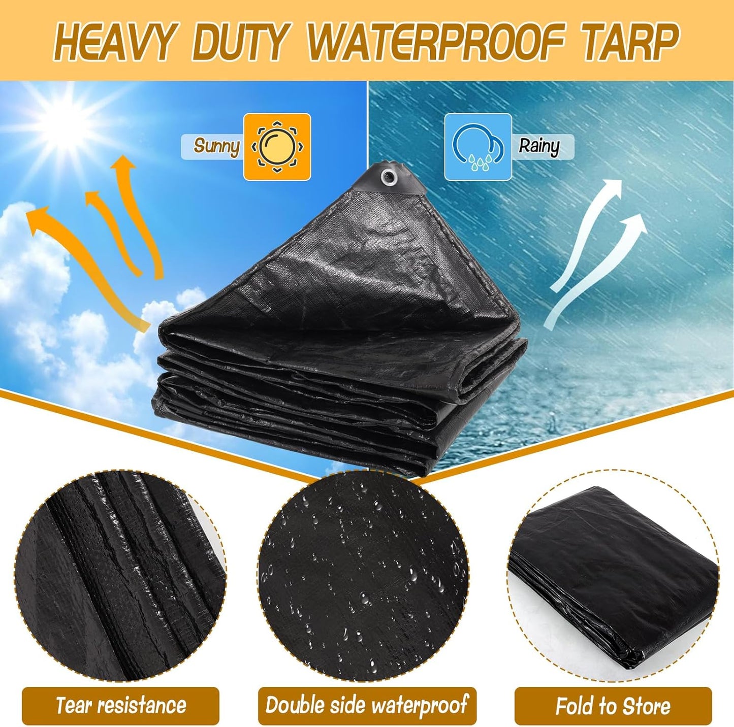 Heavy Duty 8.2 x10 Ft Yard Garden Leaf Tarp with Strap, Reusable Lawn Garden Leaf Waste Tarp for Collecting Leaves Lawn Debris Landscape Trimming