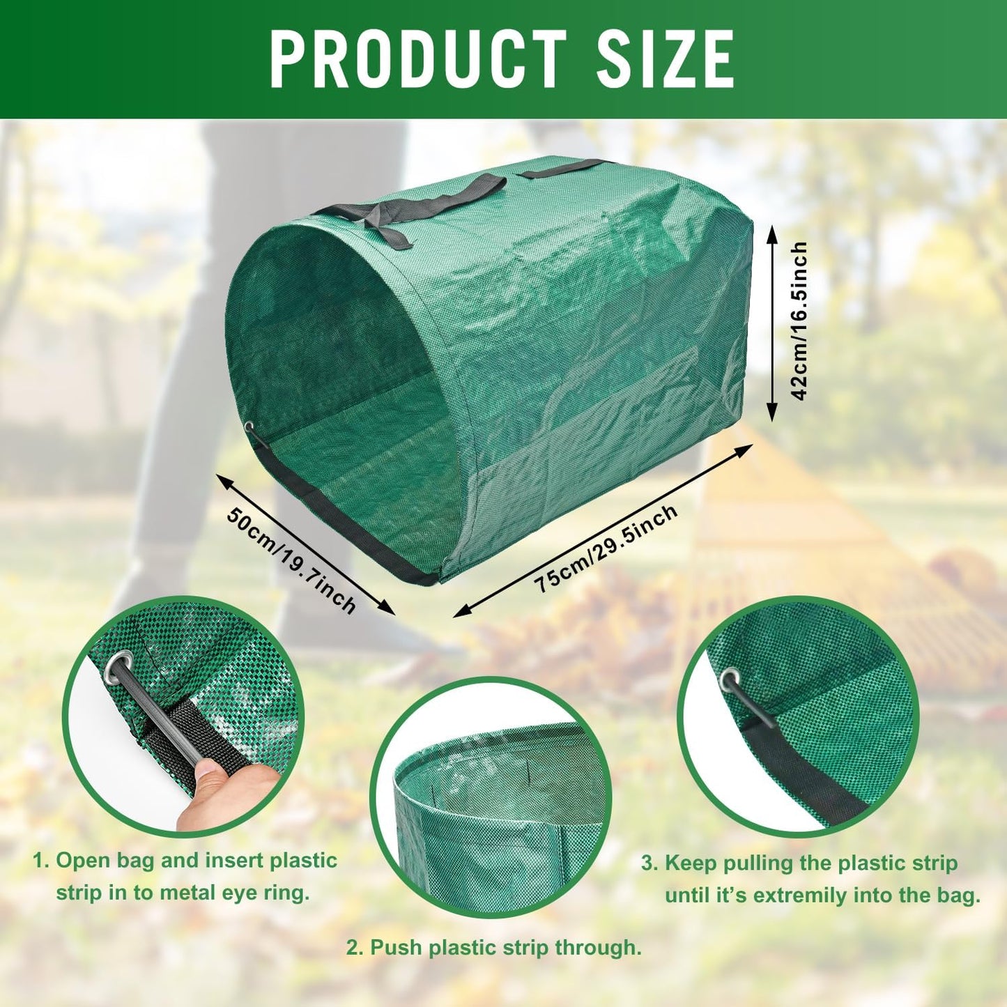 CAMPFIRE 2 Pack 53 Gallon Reusable Yard Waste Bags, Collapsible Dustpan-Type Garden Leaf Bags For Lawn Debris,Leaf Collector,Lawn And Leaf Trash Bags