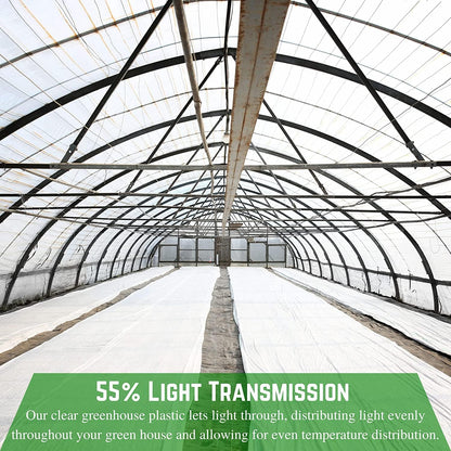 Farm Plastic Supply - White Greenhouse Plastic Sheeting - 6 mil - (32' x 40') - 4 Year UV Resistant Poly Greenhouse Film, 55% Light Transmission Hoop House Cover for Gardening, Agriculture