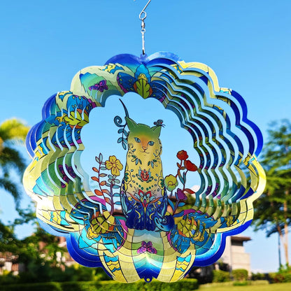 DJUAN Cat Stainless Steel Wind Spinners- Cat Memorial Gifts for Women Mom Grandma Wife, Pet Memorial Wind Spinner for Outdoor Garden Decor,12 inch Hanging Wind Spinner for Cat Lovers Gifts
