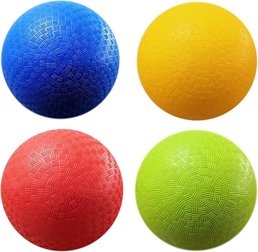AppleRound 8.5-inch Dodgeball Playground Balls, Pack of 4 Balls with 1 Pump, Official Size for