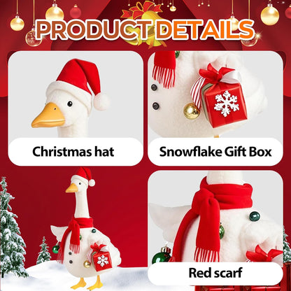 Christmas Snowman Porch Goose Outfits for Large 23" High Cement or Plastic Goose Statue, Yard Goose Cloths with Christmas Hat and Snowflake Gift Box Decor for Outdoor Lawn Gaden Patio