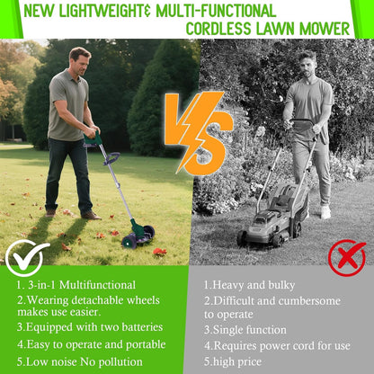 Weed Wacker Cordless Adjustable Weed Eaters 3 in 1 Electric String Trimmer Lawn with Two Battery with Charger Comes with Multiple Blades for Yard,Green,Garden(Green)