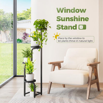 Bamworld Tall Plant Stand Indoor Outdoor, Corner Metal Flower Pot Stands for Multiple Plants, 4 Tier Heavy Duty Plant Shelf for Patio Garden Balcony Living Room Bedroom(Patent Design)