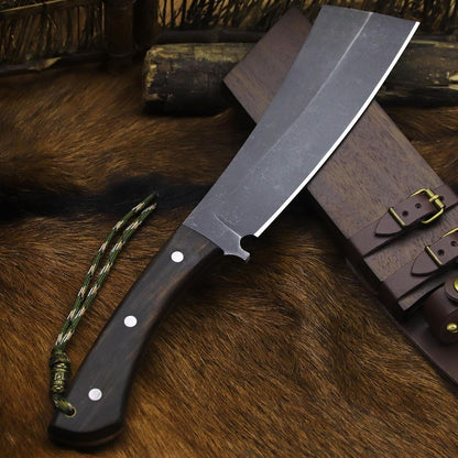 BA-KOR (Pioneer ) (14.6") DC53 steel 6mm thickened full Tang fixed knife+ Wooden sheath &(5.9IN) Cerium Igniter, suitable for outdoor hunting, cutting, chopping, camping, obstacle removal, exploration, fishing, EDC, BBQ (BA-Kb-0A)