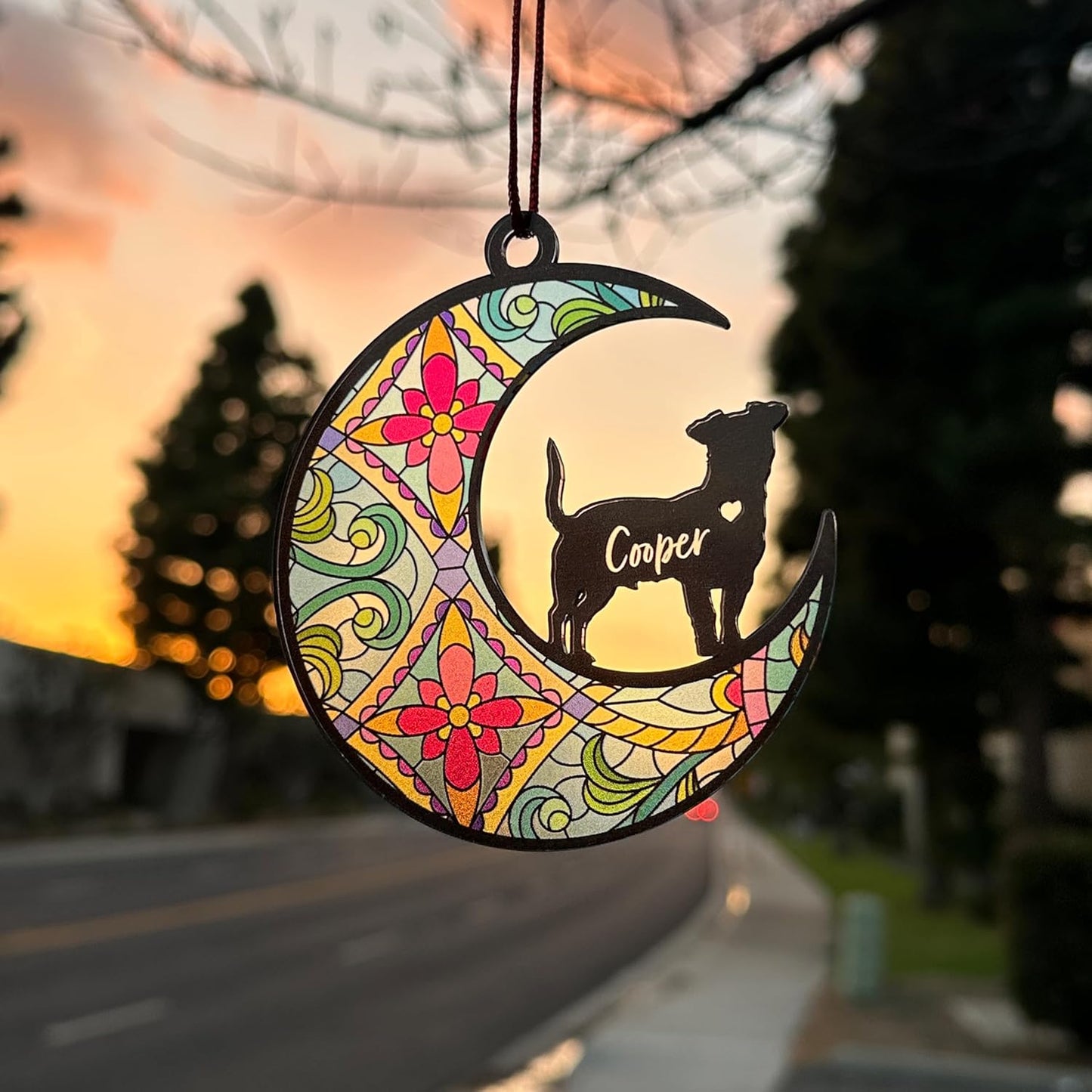 GIFTBYGIFTY Dog Memorial Suncatcher, Personalized w/Name and Dog Breeds, Pet Loss Suncatcher, Gifts for Dog Lovers, Dog Memorial Ornament Loss of Pet Sympathy Gift, in Loving Memory for Loss Dog