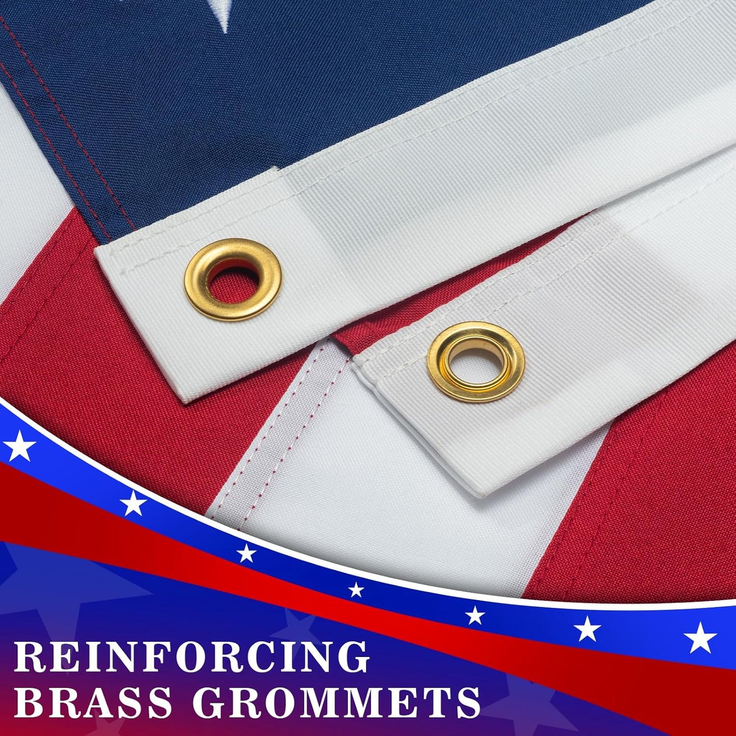 High Wind American Flag for Outdoor 10x15 Ft - Heavy Duty Allegiance US Flag with Embroidered Stars, Sewn Stripes & Brass Grommets All Weather Fade Resistant for Outside Use