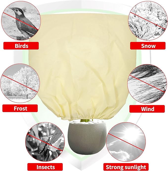 TCBWFY 95x80 Inch Huge Plant Covers Freeze Protection Frost Cloth for Outdoor Plants,2.82oz/yd² Thickened Winter Tree Covers with Zipper Drawstring,2 Pack Frost Blanket from Wind,Pest and Animal